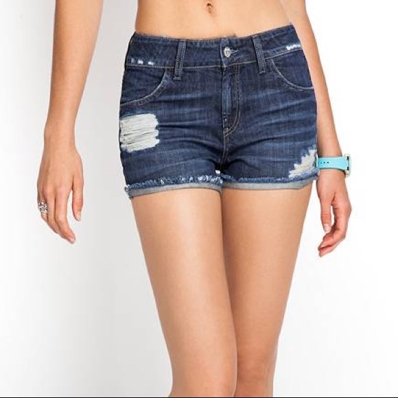 Guess High Rise Ripped Shorts - Picture 6 of 7
